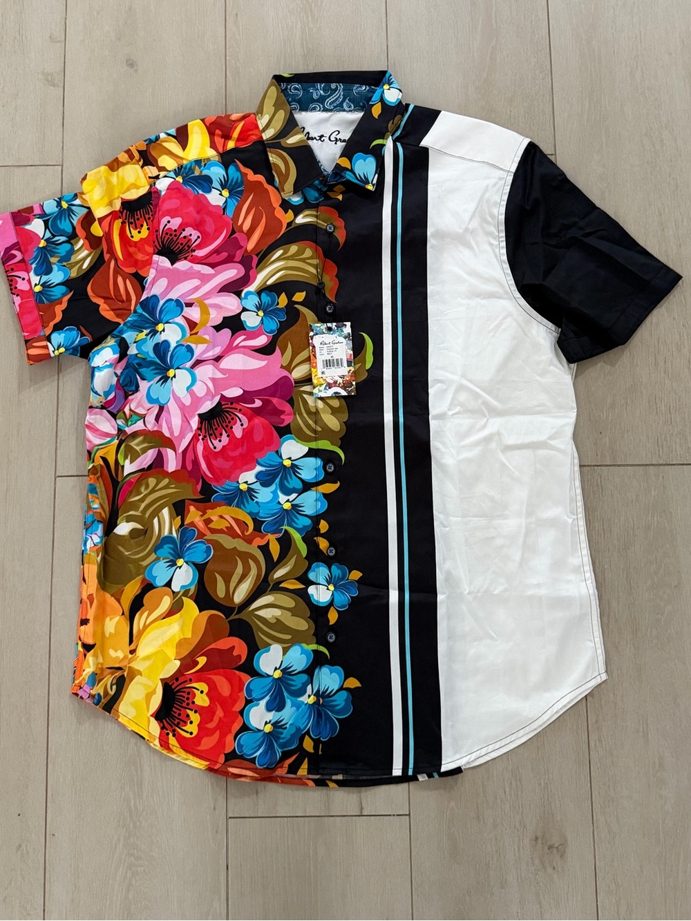 Robert Graham Multicolor Floral & Colorblock Short-Sleeve Button-Down Shirt